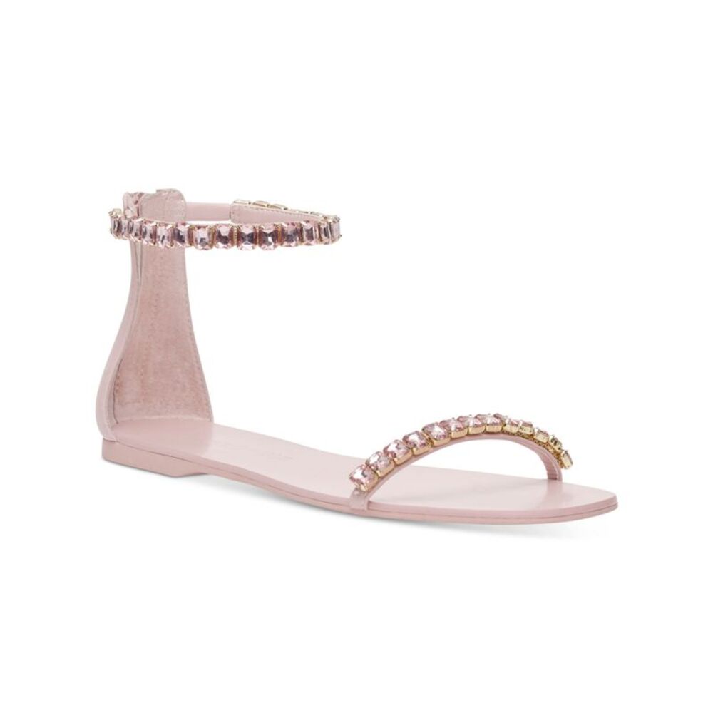 INC Womens Pink Embellished The Carmel Round Toe Zip-Up Sandals 8.5 M